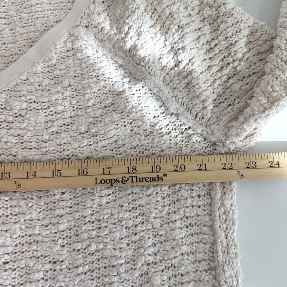 Free People Songbird Chunky Textured Oversized Pullover Sweater Med Cream Cozy - Picture 12 of 13